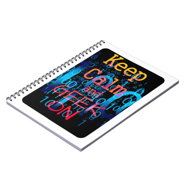 Cuaderno Mantén la Calma y el Geek en Código Binario (Lado Izquierdo)