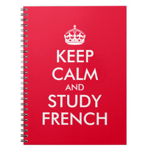 Cuaderno Mantén la calma y estudia francés de rojo y blanco