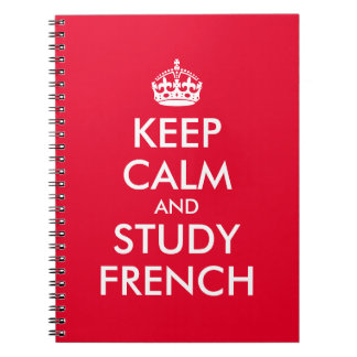 Cuaderno Mantén la calma y estudia francés de rojo y blanco