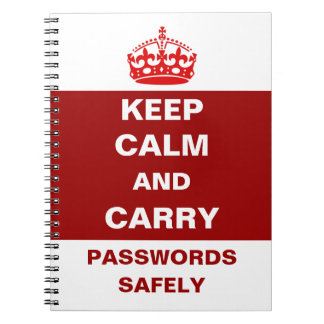 Cuaderno Mantén las contraseñas seguras en calma y transpor
