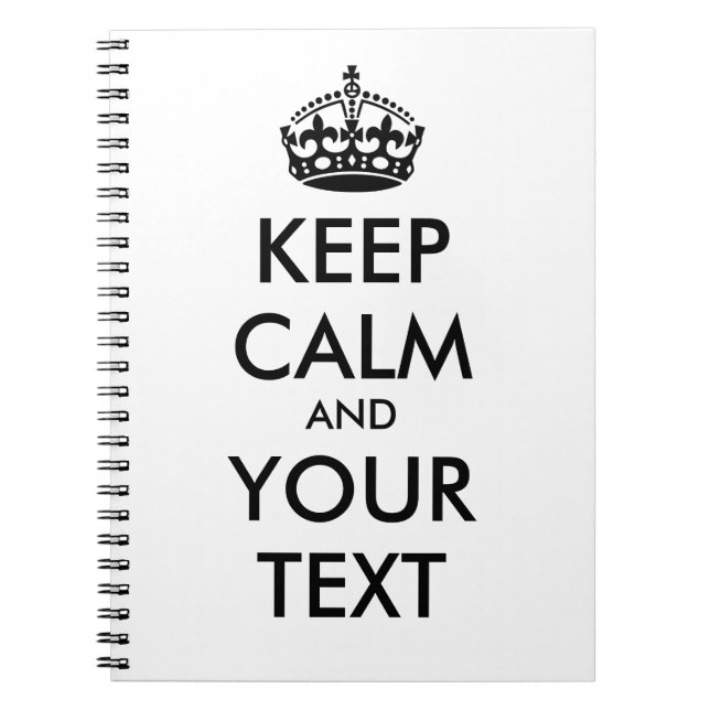 Cuaderno MANTENER CALMA Y TU TEXTO - negro (Frente)