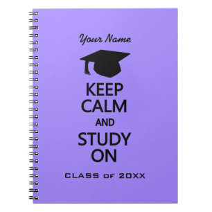 Cuaderno Mantener la calma y estudiar en un portátil de col