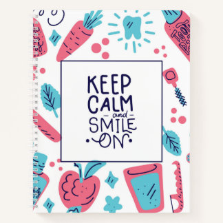 Cuaderno Mantenga la calma y sonríe | Frase de corte