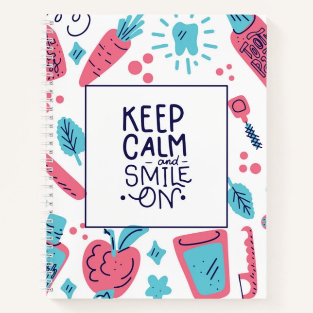 Cuaderno Mantenga la calma y sonríe | Frase de corte (Anverso)