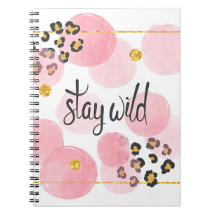Cuaderno Manténganse silvestres, letra leopardo, círculos r