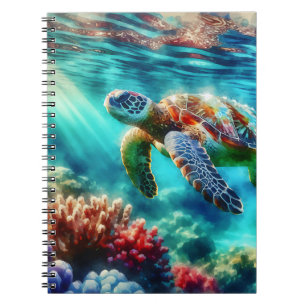 Cuaderno Manteniéndose en contacto Tortuga marina nadando
