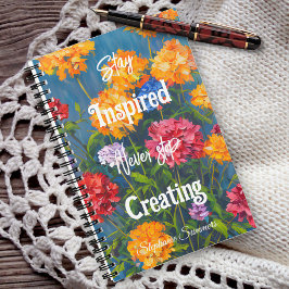 Cuaderno Mantente Inspirado Nunca Detenga Flor de Clavel Ad