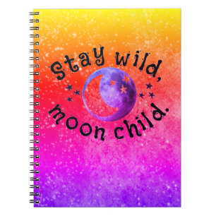Cuaderno Mantente salvaje niño de luna rosa morado Ombre Gl