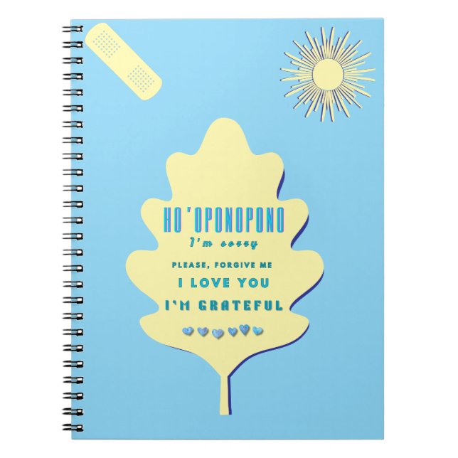 Cuaderno Mantra curadora de Ho'oponopono - Espiritual azul  (Frente)