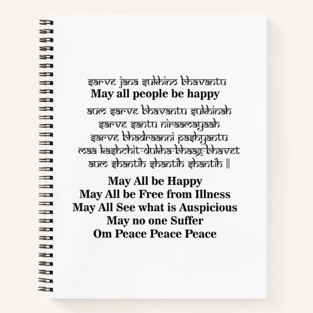 Cuaderno Mantra Sánscrito Para La Paz (Anverso)