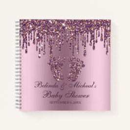 Cuaderno Manual de Baby Shower de purpurina Drip Purple Fee