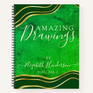 Cuaderno Manual de dibujo personalizado del oro verde moder