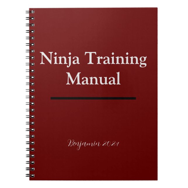 Cuaderno Manual de entrenamiento Ninja personalizado portát (Frente)
