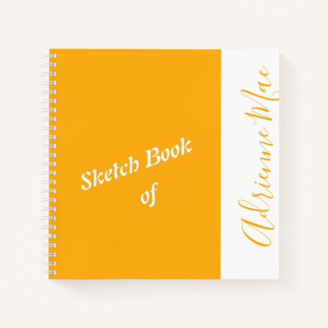 Cuaderno Manual de esbozo de tu nombre, amarillo y amarillo (Anverso)