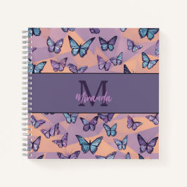 Cuaderno Manual de esbozo del monograma de la mariposa púrp
