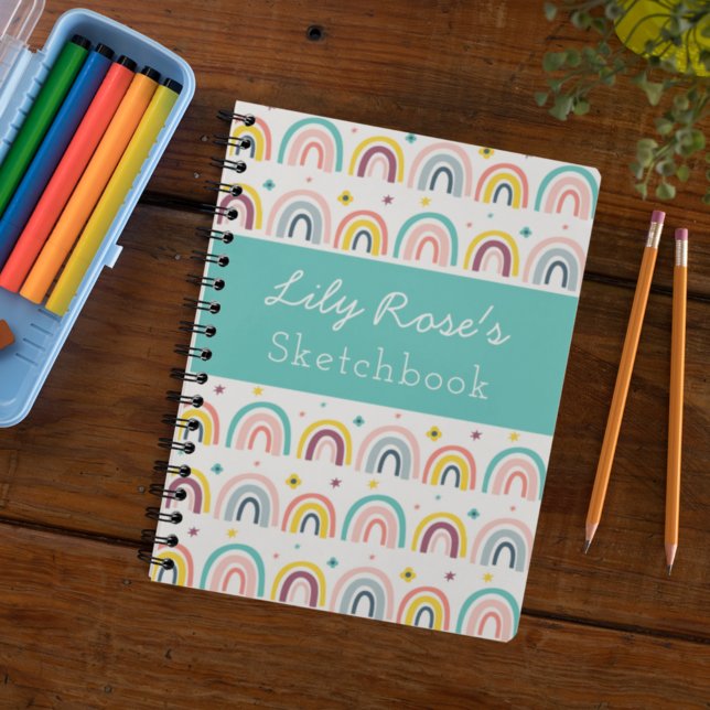 Cuaderno Manual de esbozo del patrón arcoiris personalizado (Subido por el creador)