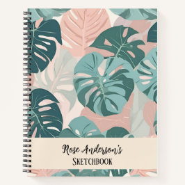 Cuaderno Manual de esbozo del patrón de monstera personaliz