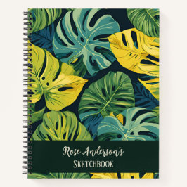 Cuaderno Manual de esbozo del patrón de monstera tropical p