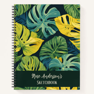 Cuaderno Manual de esbozo del patrón de monstera tropical p