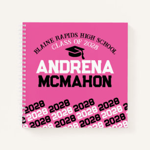 Cuaderno Manual de Graduación de Huella Pawprint Rosa y Neg