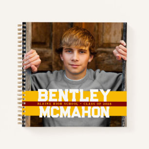 Cuaderno Manual de posgrado de Maroon & Gold Photo Graduati