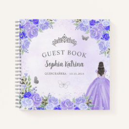 Cuaderno Manual de Quinceanera de Plata Púrpura Floral Pres