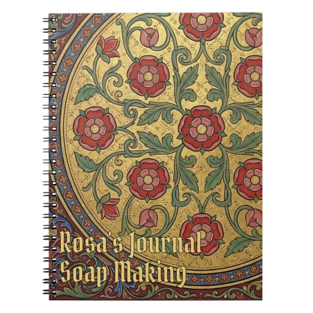 Cuaderno Manuscrito Iluminado Medieval Rosa (Frente)