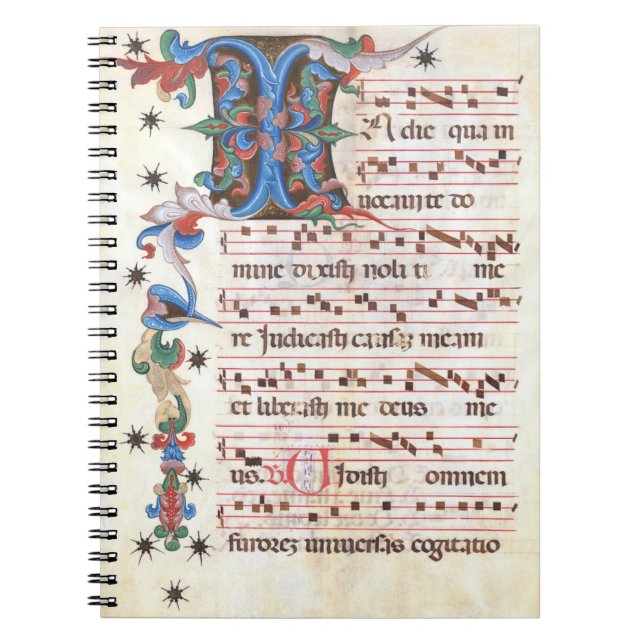 Cuaderno Manuscrito Medieval de Antiphon Gregoriant Chant (Frente)