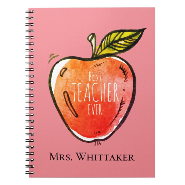 Cuaderno Manzana acuarela profesora personalizada (Frente)