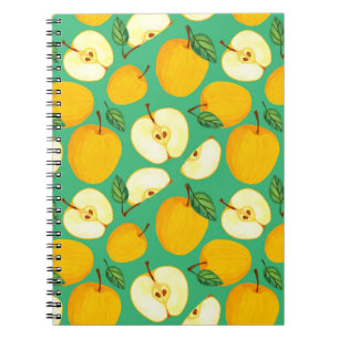 Cuaderno Manzana amarilla: Patrón de color agua jugoso.