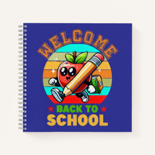 Cuaderno Manzana de dibujos animados retro linda Bienveni