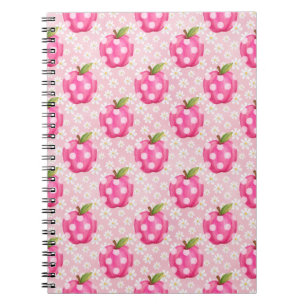 Cuaderno Manzana de lunares rosados y patrón sin fisuras de