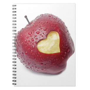 Cuaderno Manzana roja fresca con un símbolo en forma de