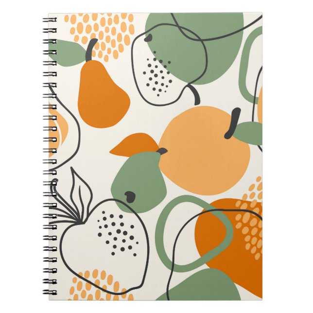 Cuaderno Manzanas, peras: patrón vintage sin costuras. (Frente)