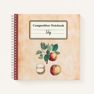 Cuaderno Manzanas rojas con composición personalizada de ho