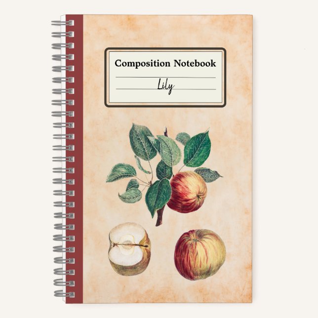 Cuaderno Manzanas rojas con composición personalizada de ho (Anverso)