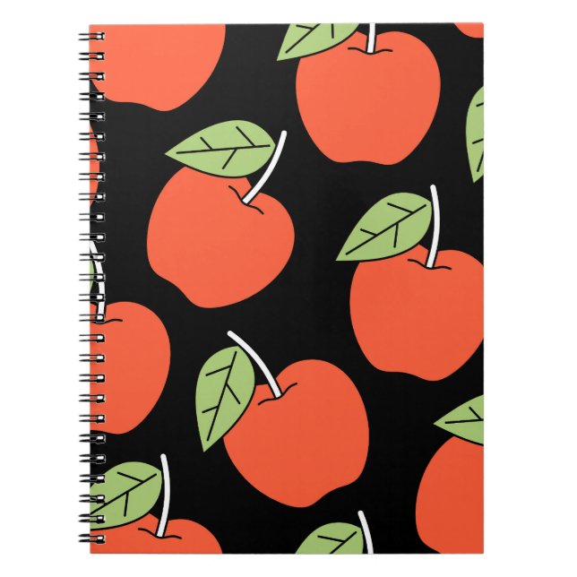 Cuaderno Manzanas rojas estilizadas: Modelo brillante (Frente)