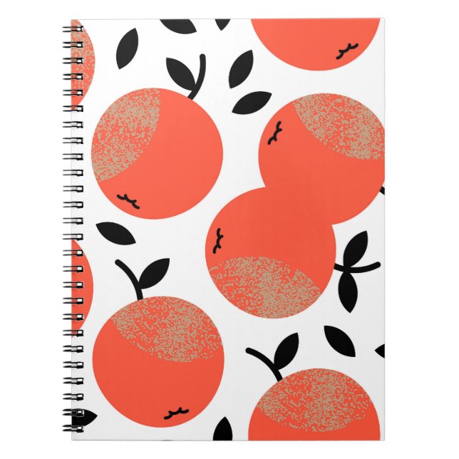 Cuaderno Manzanas rojas: Patrón texturizado dorado. (Frente)