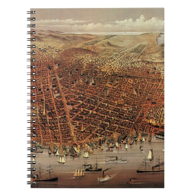 Cuaderno Mapa aéreo antiguo, ciudad de San Francisco, Calif (Frente)