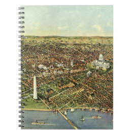 Cuaderno Mapa Antiguo con una Vista Panorámica de Washingto