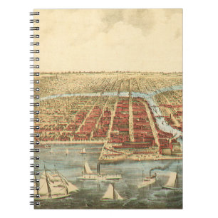 Cuaderno Mapa Antiguo de Chicago, Calle LaSalle y Río