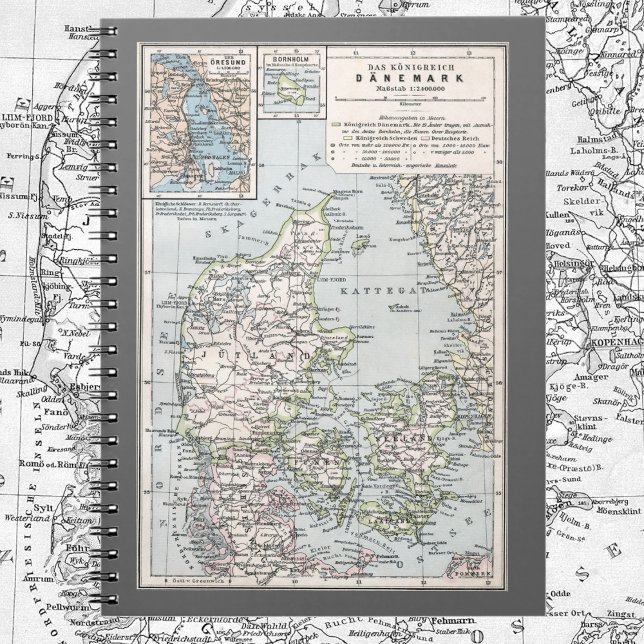 Cuaderno Mapa antiguo de Dinamarca, Danmark en danés, 1905 (Subido por el creador)