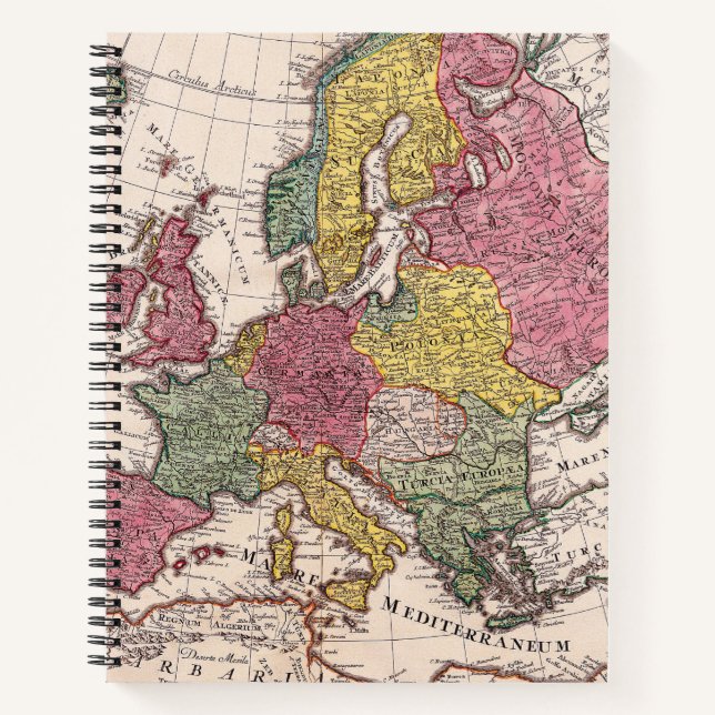 Cuaderno Mapa Antiguo de Europa con Reinos Históricos Paste (Anverso)