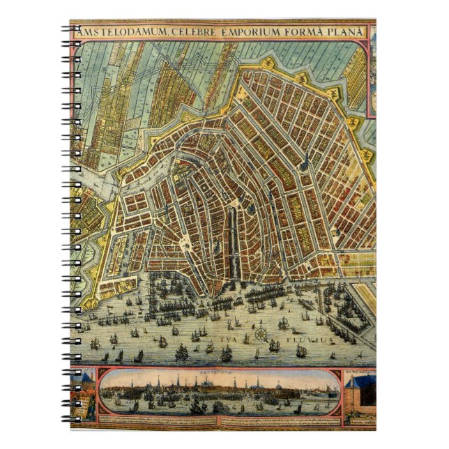 Cuaderno Mapa Antiguo de la Calle de Ámsterdam, Países Bajo (Frente)