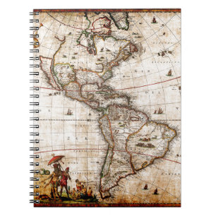 Cuaderno Mapa Antiguo de Norte y Sudamérica Antiguo