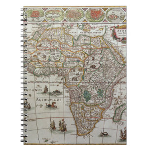 Cuaderno Mapa Antiguo del Mundo Antiguo de África de Blaeu,