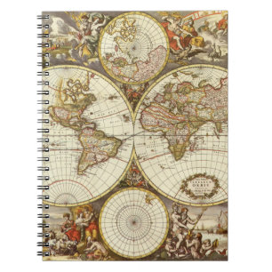 Cuaderno Mapa Antiguo del Mundo Antiguo de Frederick de Wit