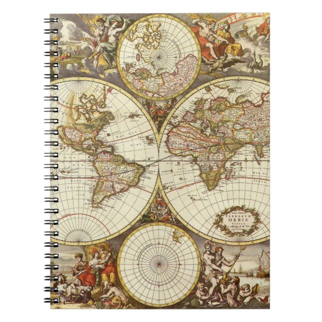 Cuaderno Mapa Antiguo del Mundo Antiguo de Frederick de Wit (Frente)