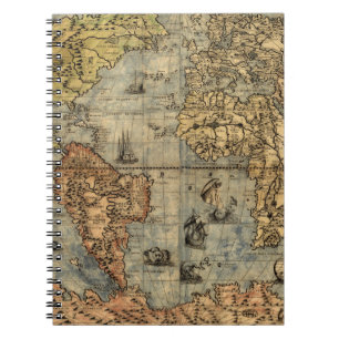 Cuaderno Mapa Antiguo del Mundo de Forlani de 1565 Cartogra