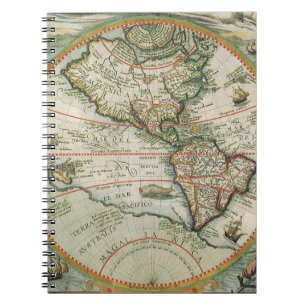 Cuaderno Mapa antiguo del mundo de las Américas, 1597